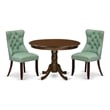 East West Furniture 3-Piece Kitchen Table Set in Mahogany/Willow Green