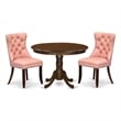 East West Furniture 3-Piece Dining Set in Mahogany/Beige Red