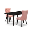 East West Furniture 3-Piece Kitchen Table Set in Black/Beige Red