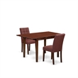 East West Furniture 3-Piece Dining Table Set in Mahogany/Burgundy
