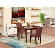 East West Furniture 3-Piece Dining Table Set in Mahogany/Burgundy