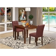 East West Furniture 3-Piece Modern Dining Table Set in Mahogany/Burgundy