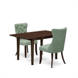 East West Furniture 3-Piece Dining Set in Mahogany/Willow Green