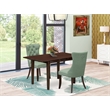 East West Furniture 3-Piece Dining Set in Mahogany/Willow Green