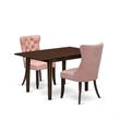 East West Furniture 3-Piece Dining Set in Mahogany/Beige Red
