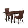 East West Furniture 3-Piece Dining Table Set in Mahogany/Burgundy