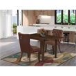 East West Furniture 3-Piece Dining Table Set in Mahogany/Burgundy