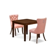 East West Furniture 3-Piece Dining Room Set in Beige Red/Antique Walnut