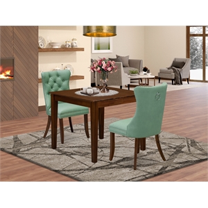 East West Furniture 3-Piece Dining Table Set  in Willow Green/Antique Walnut