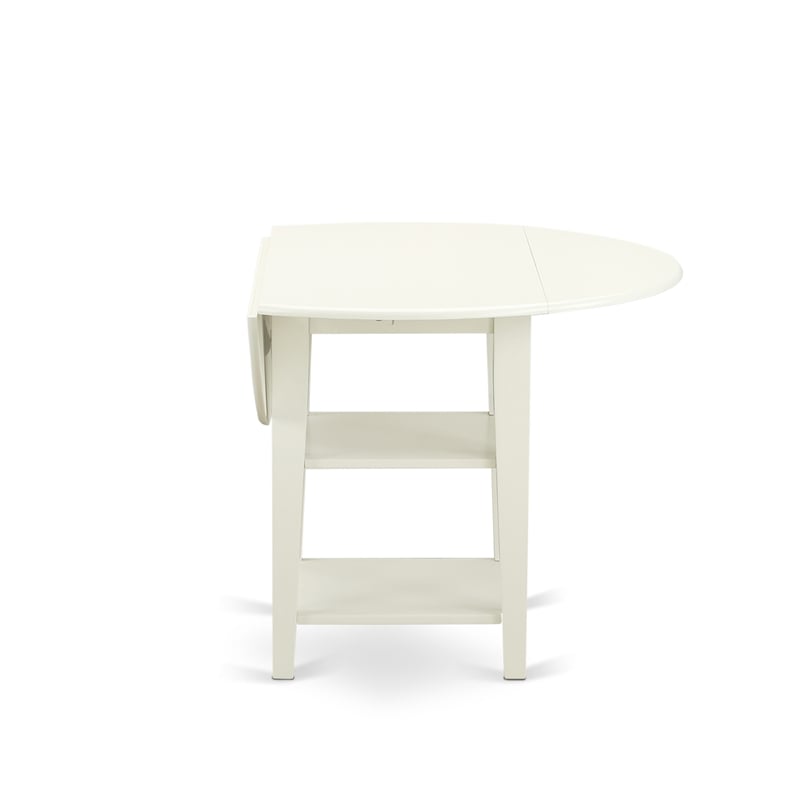 East West Furniture 3-Piece Kitchen Set in Linen White/Black