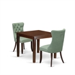 East West Furniture 3-Piece Dinette Set in Mahogany/Willow Green