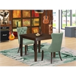 East West Furniture 3-Piece Dinette Set in Mahogany/Willow Green
