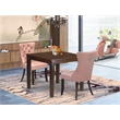 East West Furniture 3-Piece Dining Table Set in Mahogany/Beige Red