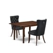 East West Furniture 3-Piece Kitchen Table Set in Mahogany/Dark Gray