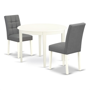 East West Furniture 3-Piece Dinette Set in Linen White/Platinum Gray