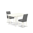 East West Furniture 3-Piece Dinette Set in Linen White/Platinum Gray
