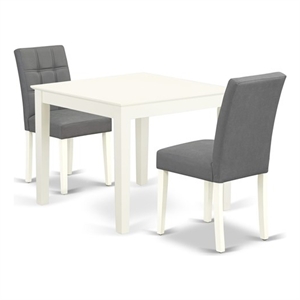 East West Furniture 3-Piece Dining Table Set  in Linen White/Platinum Gray
