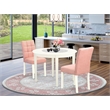 East West Furniture 3-Piece Dining Table Set  in Linen White/Beige Red