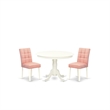 East West Furniture 3-Piece Dining Table Set in Linen White/Beige Red