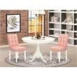 East West Furniture 3-Piece Dining Table Set in Linen White/Beige Red