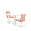 East West Furniture 3-Piece Kitchen Table Set in Linen White/Beige Red