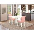 East West Furniture 3-Piece Kitchen Table Set in Linen White/Beige Red