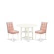 East West Furniture 3-Piece Dining Table Set in Linen White/Beige Red