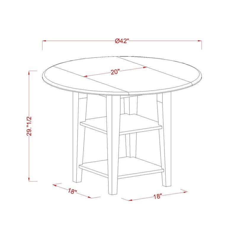 East West Furniture 3-Piece Dining Table Set in Linen White/Beige Red