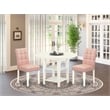 East West Furniture 3-Piece Dining Table Set in Linen White/Beige Red