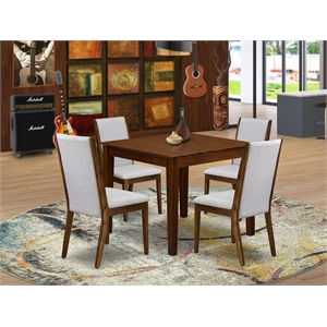 East West Furniture 5-Piece Dining Table Set in Antique Walnut/Gray