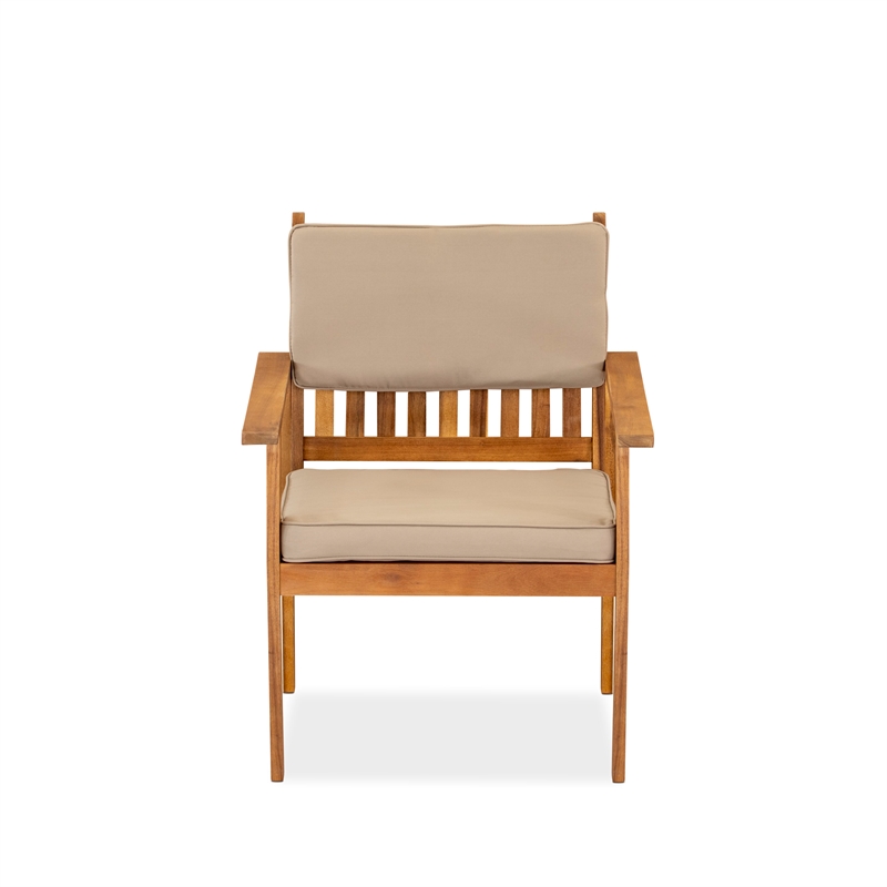 East West Furniture Outdoor Wood 3PC Coffee Table Set in Natural Oil/Light Brown