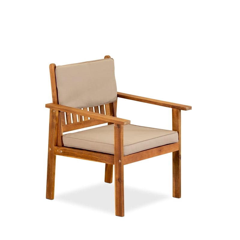 East West Furniture Outdoor Wood 3PC Coffee Table Set in Natural Oil/Light Brown