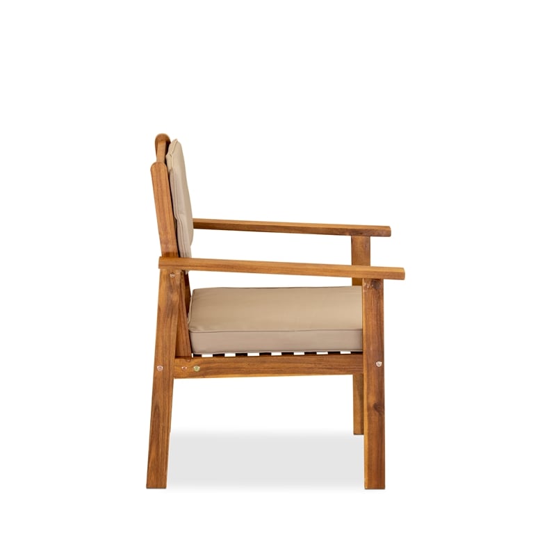 East West Furniture Outdoor Wood 3PC Coffee Table Set in Natural Oil/Light Brown