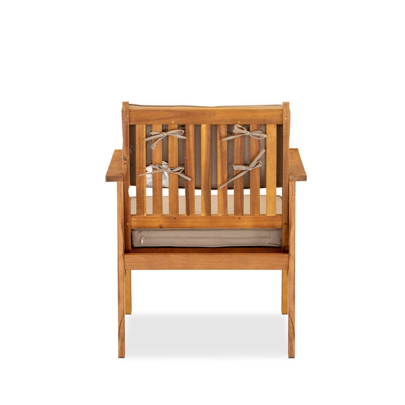 East West Furniture Outdoor Wood 3PC Coffee Table Set in Natural Oil/Light Brown