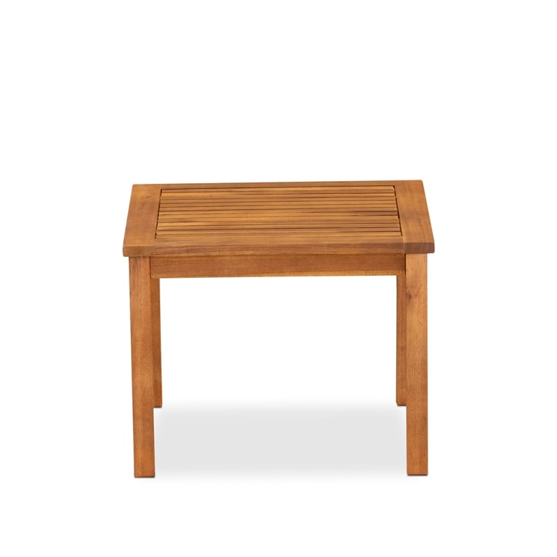 East West Furniture Outdoor Wood 3PC Coffee Table Set in Natural Oil/Light Brown