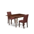 East West Furniture 3-Piece Dining Set in Mahogany/Burgundy