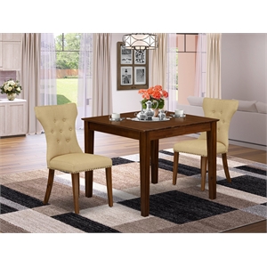 East West Furniture 3-Piece Dining Table Set  in Antique Walnut/Brown