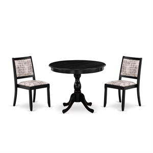 East West Furniture Antique 3-Piece Modern Dining Set in Black Finish