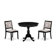 East West Furniture Antique 3-Piece Modern Dining Set in Black Finish