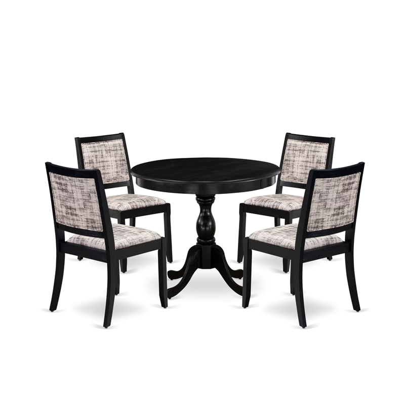 East West Furniture Antique 5-Piece Kitchen Dining Set in Black Finish
