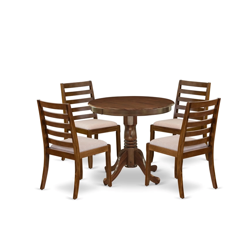 East West Furniture Antique 5-Piece Dining Set in Walnut Finish
