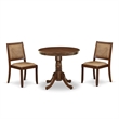 East West Furniture Antique 3-Piece Kitchen Dining Set in Walnut Finish