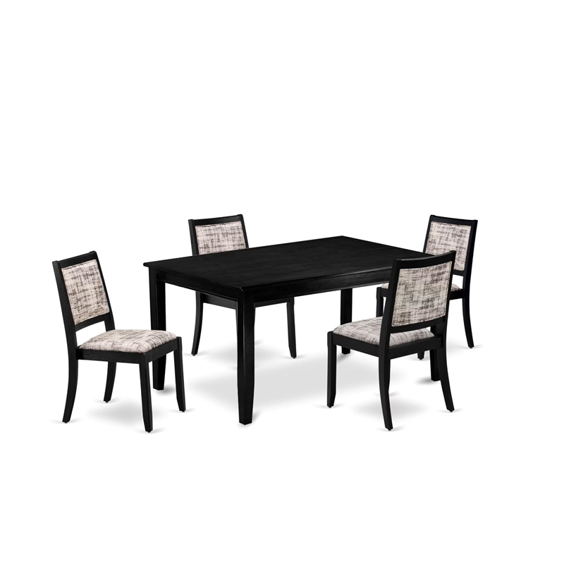 East West Furniture Dudley 5-Piece Modern Dining Set in Black Finish