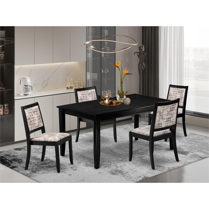 East West Furniture Dudley 5-Piece Modern Dining Set in Black Finish