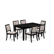 East West Furniture Dudley 7-Piece Dining Table Set in Black Finish