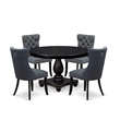 East West Furniture Ferris 5-Piece Kitchen Dining Set in Black Finish