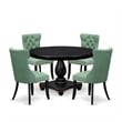 East West Furniture Ferris 5 Piece Round Dining Room Set in Black Finish