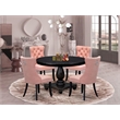 East West Furniture Ferris 5 Piece Round Kitchen Table Set in Black Finish