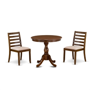 East West Furniture Antique 3-Piece Dining Set in Walnut Finish