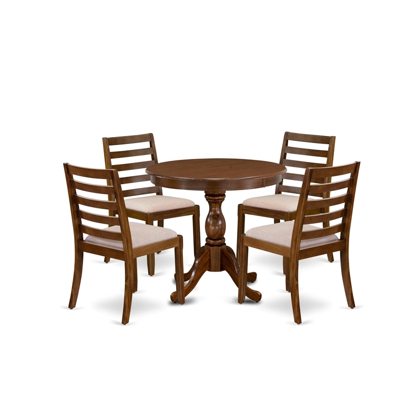 East West Furniture Antique 5-Piece Dining Set in Walnut Finish